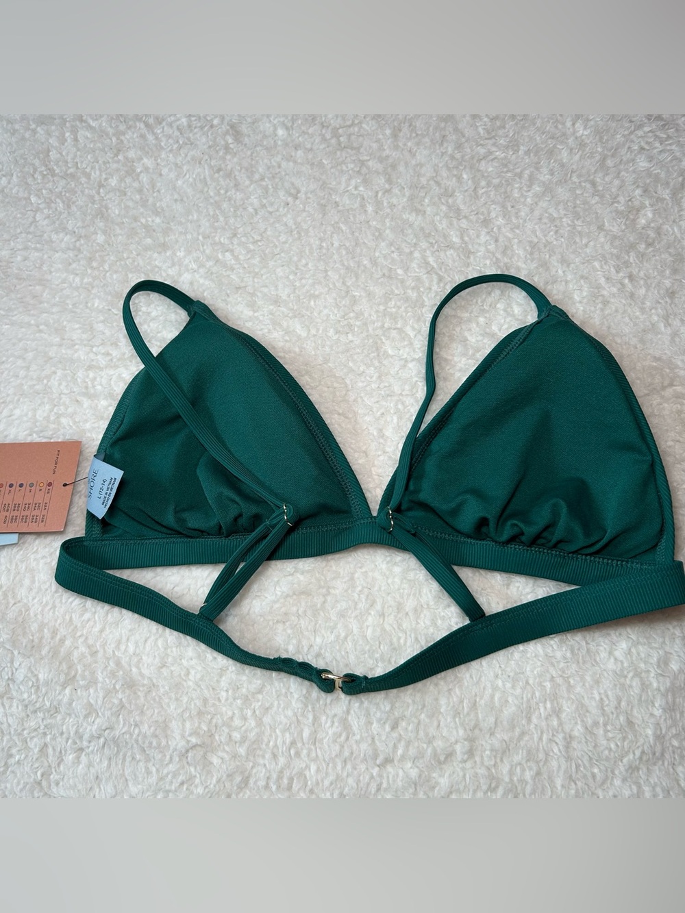 Shade & Shore Dark Green Triangle Ribbed Bikini Top Large NEW - Picture 4 of 4